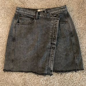 Free People black denim skirt